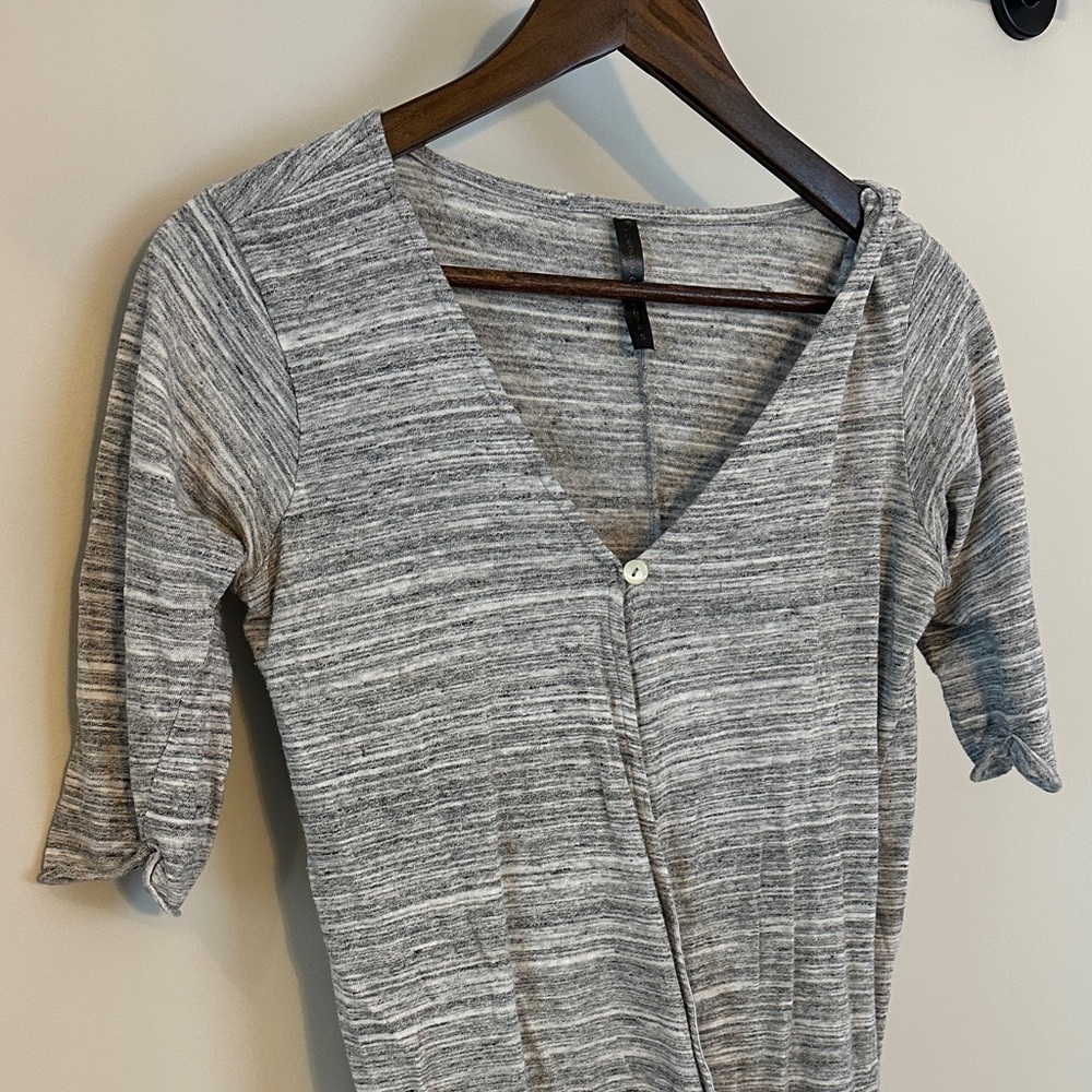 Gray V-Neck Women's Top